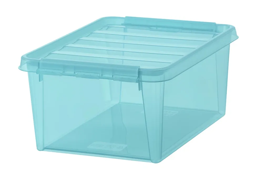 Boîte de rangement plastique 14L empilable SmartStore Colour 40 cm bleu transparent