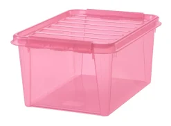 Boîte de rangement plastique 31L empilable SmartStore Colour 50 cm rose transparent