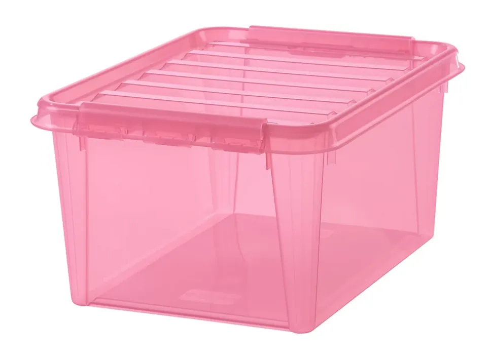 Boîte de rangement plastique 31L empilable SmartStore Colour 50 cm rose transparent