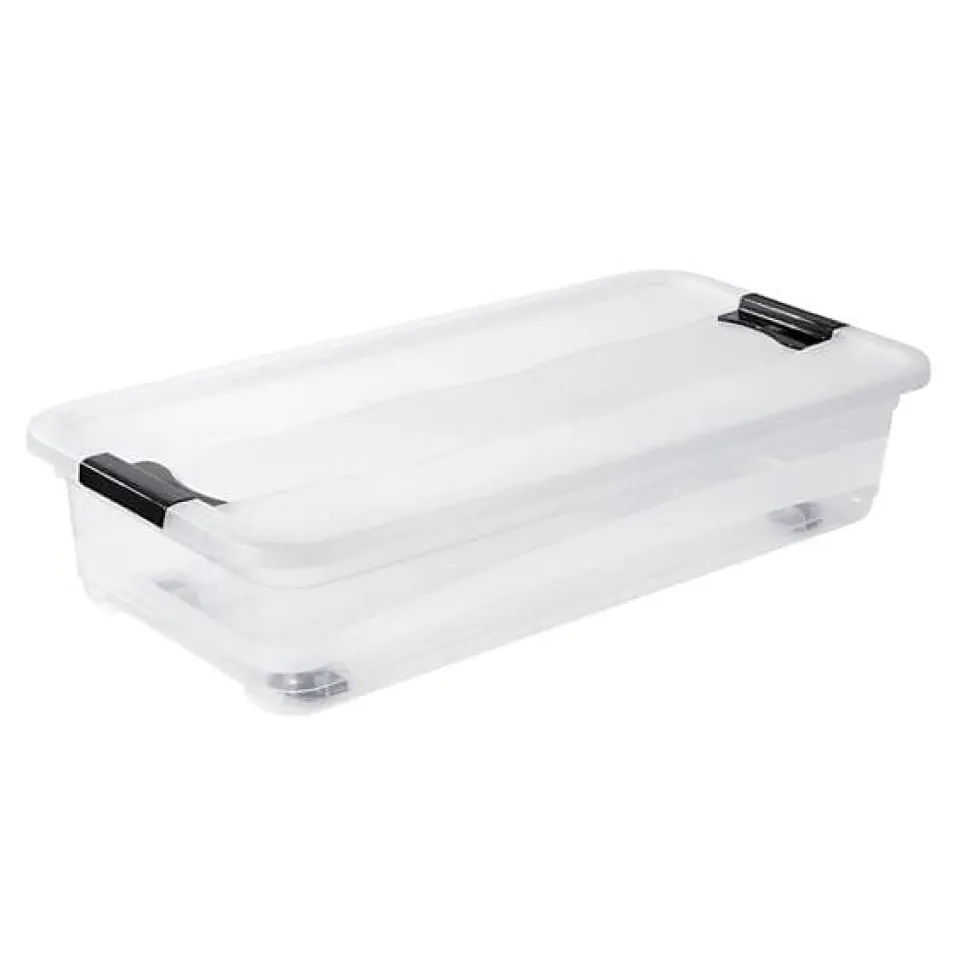 Boîte de rangement plate à roulettes 33 litres