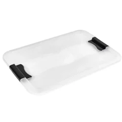 Boîte de rangement plate transparente 28 litres - Blanc