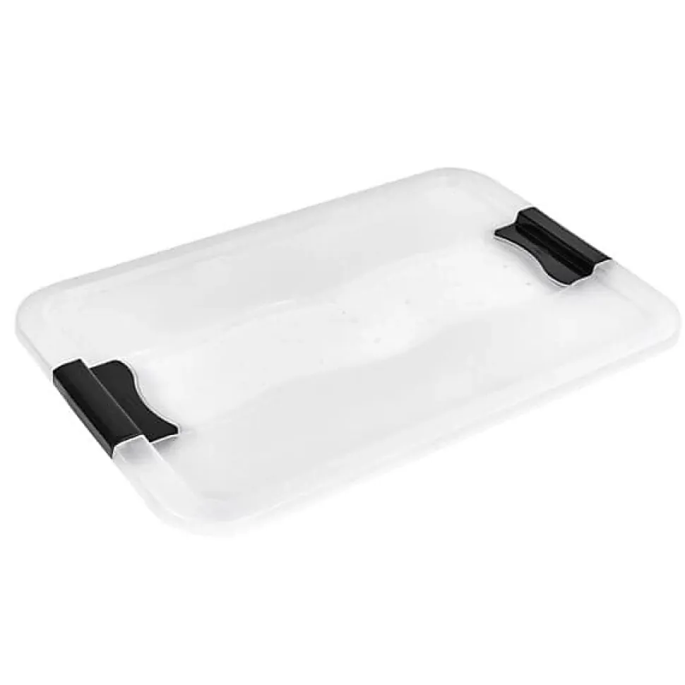 Boîte de rangement plate transparente 28 litres - Blanc