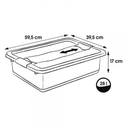 Boîte de rangement plate transparente 28 litres - Blanc