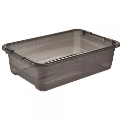 Boîte de rangement plate transparente 28 litres - Gris