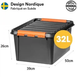 Boîte de rangement Professionnelle solide 31 litres