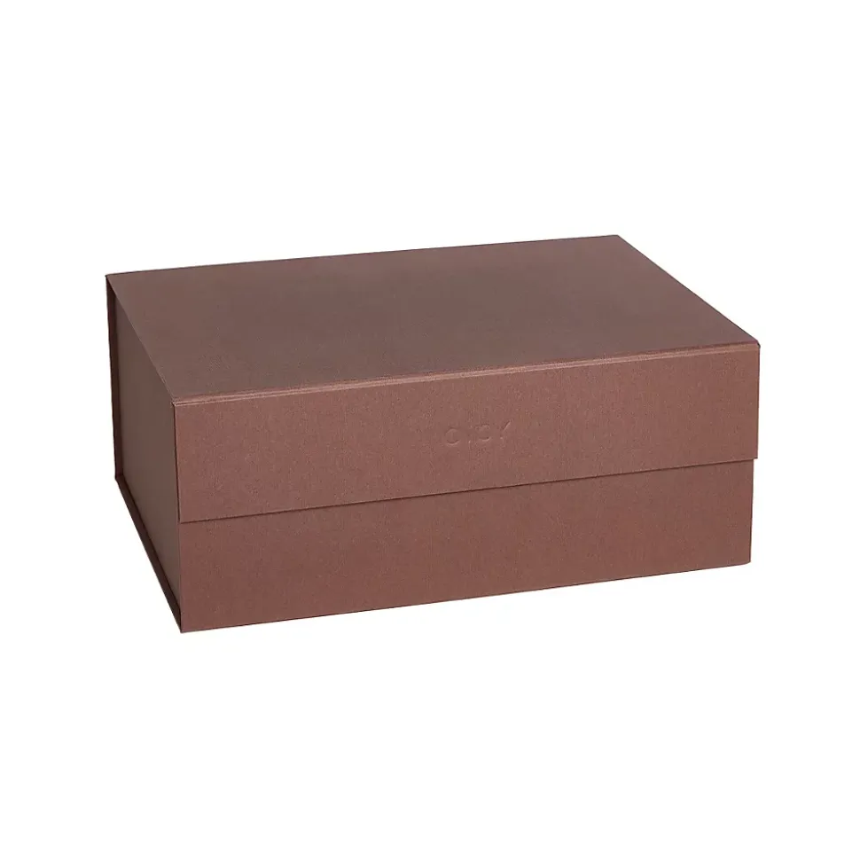 Boîte de rangement rouge en carton H15x33x25cm