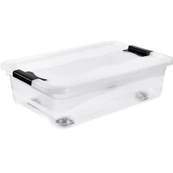 Boîte de rangement sous lit avec roulettes 28 litres
