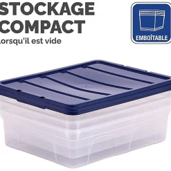 Boîte de rangement transparente empilable plate 12 litres