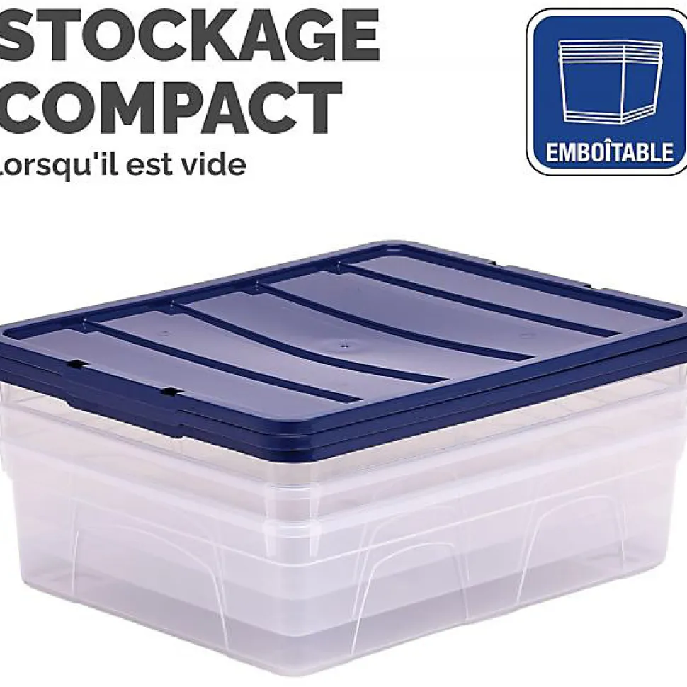 Boîte de rangement transparente empilable plate 12 litres