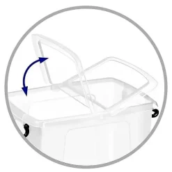 Boîte de rangement transparente à couvercle clipsable 65 litres