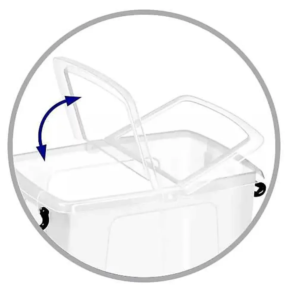 Boîte de rangement transparente à couvercle clipsable 65 litres