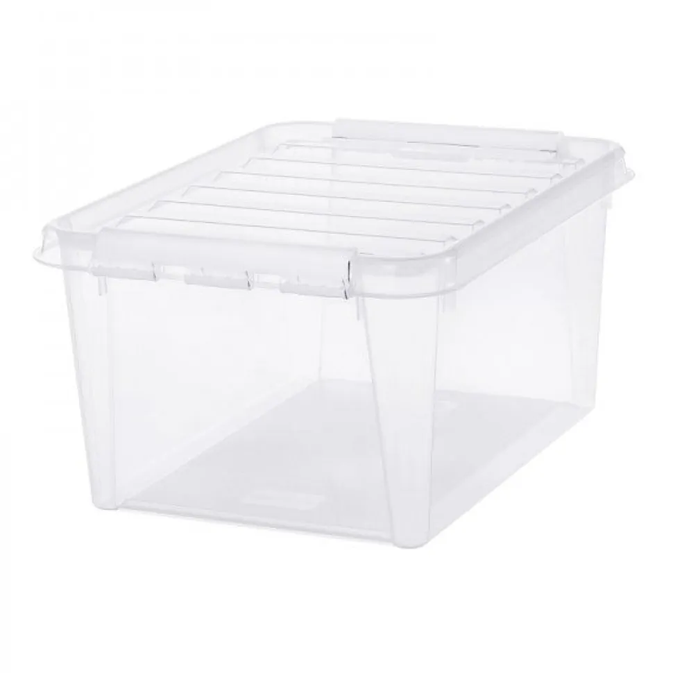 Boîte de rangement transparente avec couvercle 32 litres - Clips Blancs