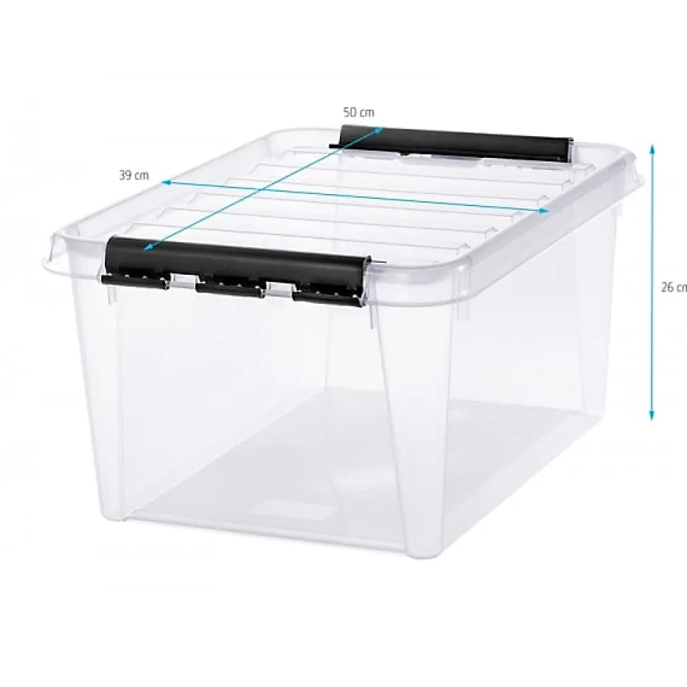 Boîte de rangement transparente avec couvercle 32 litres - Clips Blancs