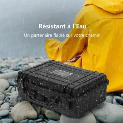 Boîte de Sécurité 47 x 37 x 18 cm, Cassette de Sécurité avec 3 éponges, Boîtier en PP, Poignée, Boîte à documents, Noir