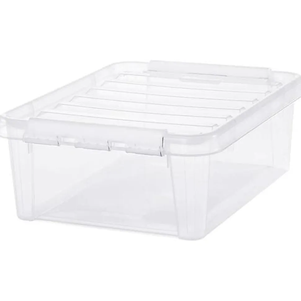 Boîte empilable 21 litres avec couvercle - Clips Blancs