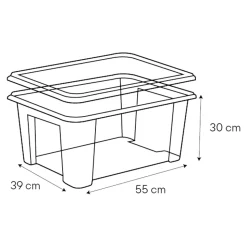 Boîte en plastique 45 L Kaze transparent