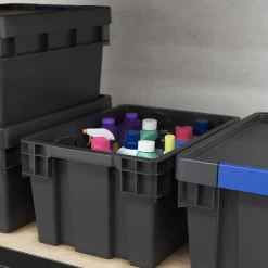 Boîte en plastique recyclé GoodHome Xago gris 15 L (S)