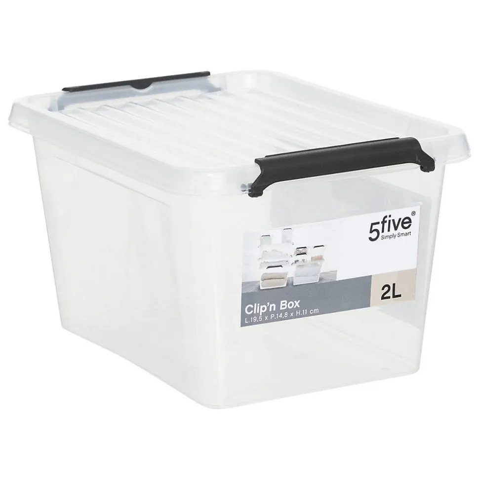 Boîte en plastique transparente 2L Clip N' Box - 5Five