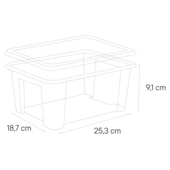 Boîte en plastique transparent 3 L, l.18,7 L.25,3 x H.9,1 cm Kaze
