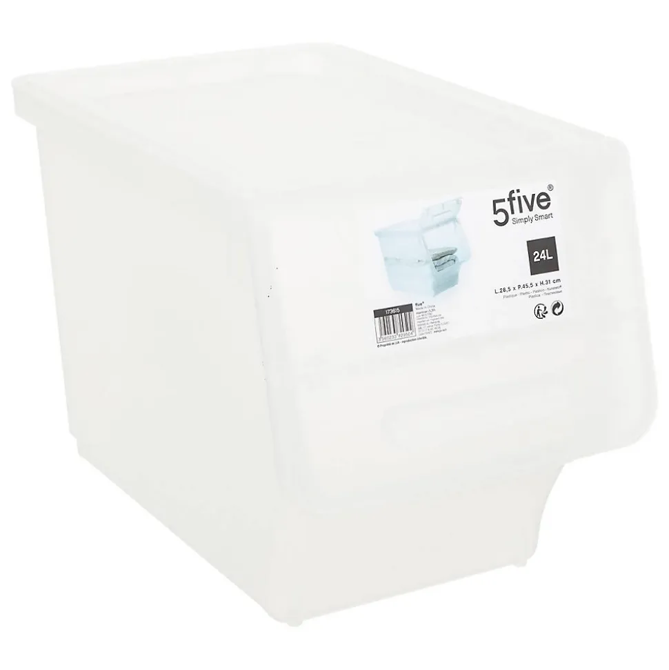 Boîte en plastique transparente à ouverture frontale 24L - 5Five