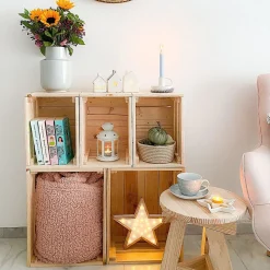 Boîte Homebox en pin massif emboîtable et empilable 25,6x38,4x28 cm