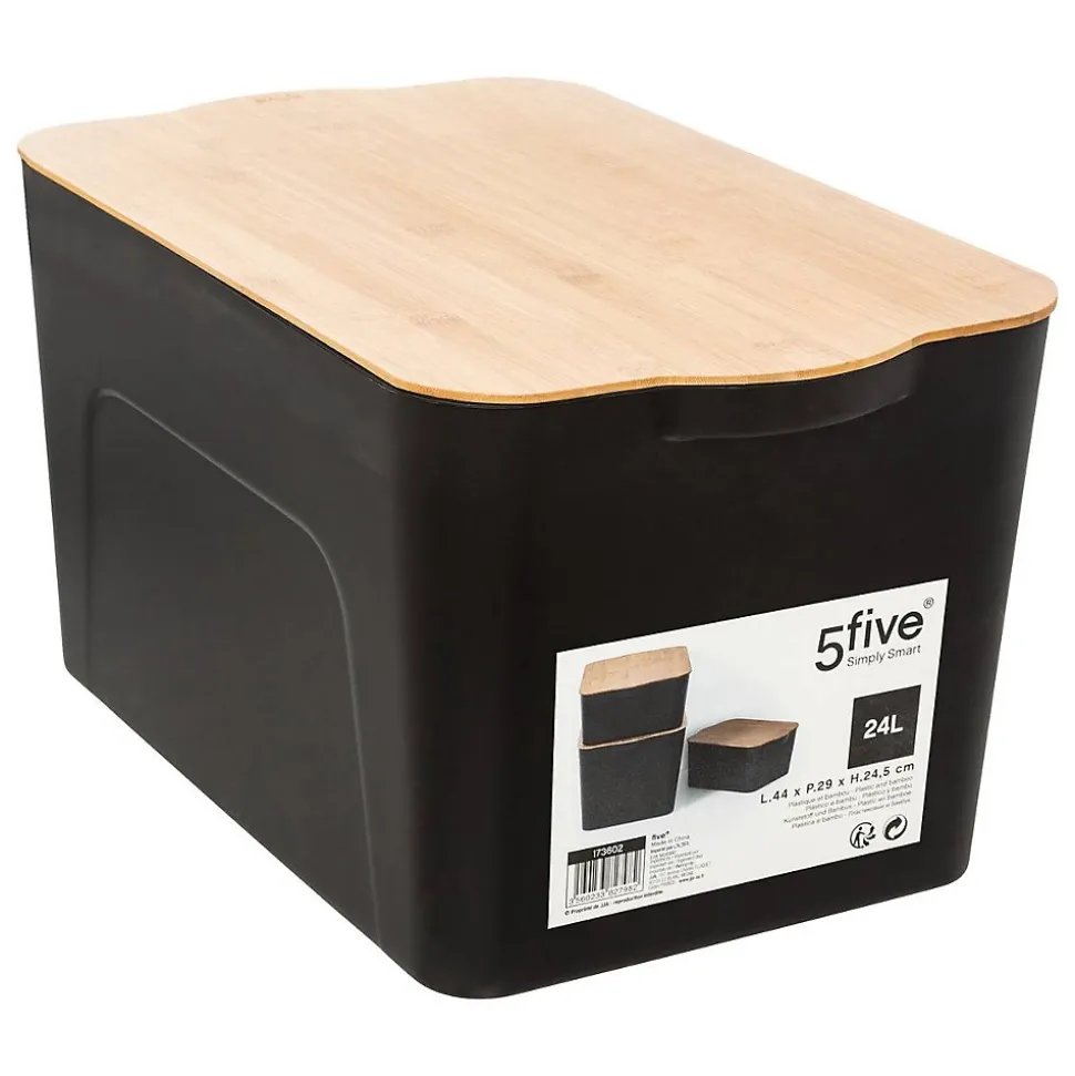 Boîte plastique couvercle bambou 24L - 5Five