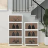 Boîtes de Rangement Empilables Mobile Lot de 4 Bacs avec Couvercle Portes Magnétiques Double Ouverture