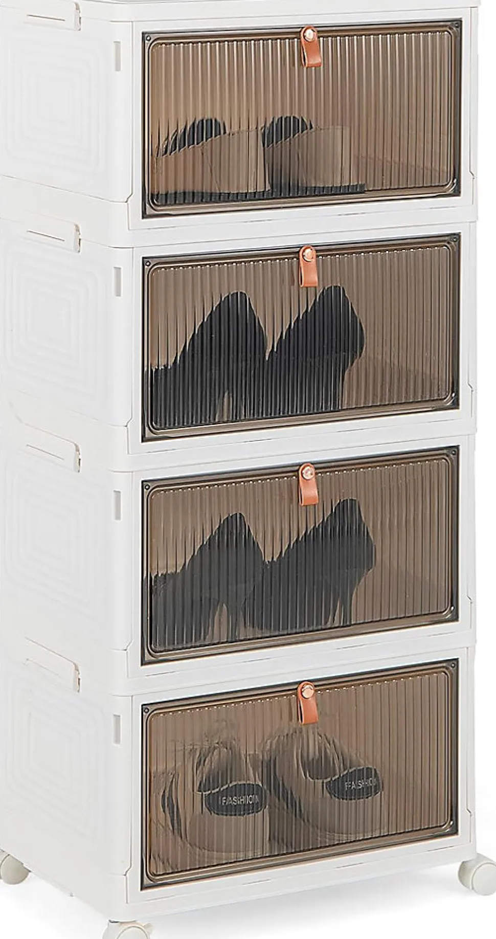 Boîtes de Rangement Empilables Mobile Lot de 4 Bacs avec Couvercle Portes Magnétiques Double Ouverture