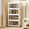 Boîtes de Rangement en Plastique, 280L avec Couvercles, Roues, Portes Avant, Poignées , pour Maison, Bureau (68.5(L),4 Niveaux)
