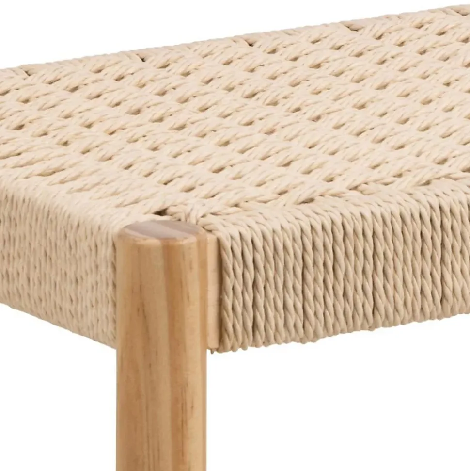 Bout de lit en bois et assise tressée L80 - THEO