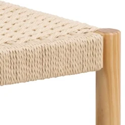 Bout de lit en bois et assise tressée L80 - THEO