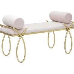 Bout de lit en métal et tissu Rosa 112.5x49x53 cm