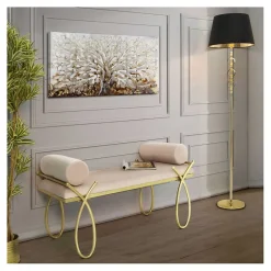 Bout de lit en métal et tissu Rosa 112.5x49x53 cm