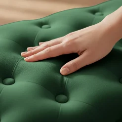 Bout de lit en velours capitonné 80 cm MADRID Vert Bouteille