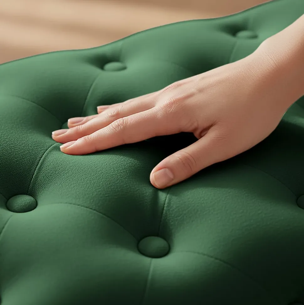 Bout de lit en velours capitonné 80 cm MADRID Vert Bouteille