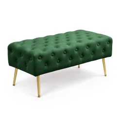 Bout de lit en velours capitonné MONACO 100 cm Vert Bouteille