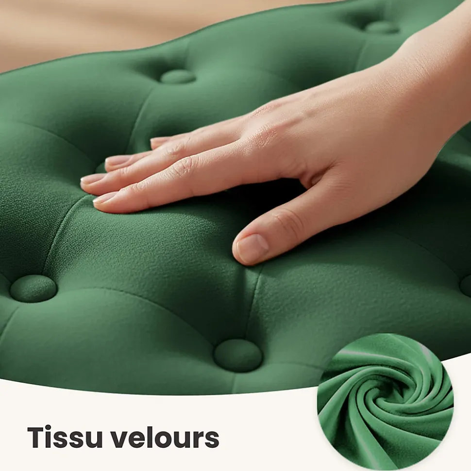 Bout de lit en velours capitonné MONACO 100 cm Vert Bouteille
