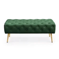 Bout de lit en velours capitonné MONACO 100 cm Vert Bouteille