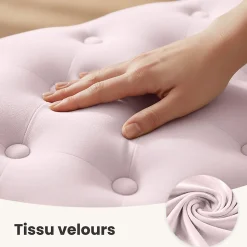 Bout de lit en velours capitonné 100 cm MONACO Rose Poudré