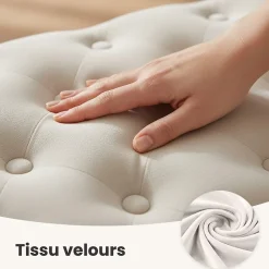 Bout de lit en velours capitonné MONACO 100 cm Beige