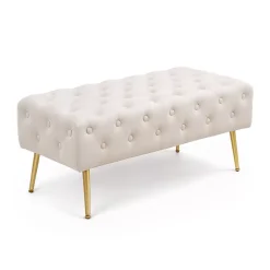 Bout de lit en velours capitonné MONACO 100 cm Beige