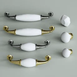 Bouton de meuble Porcelaine Vras GoodHome blanc l.4,5 cm x h. 4.5 cm