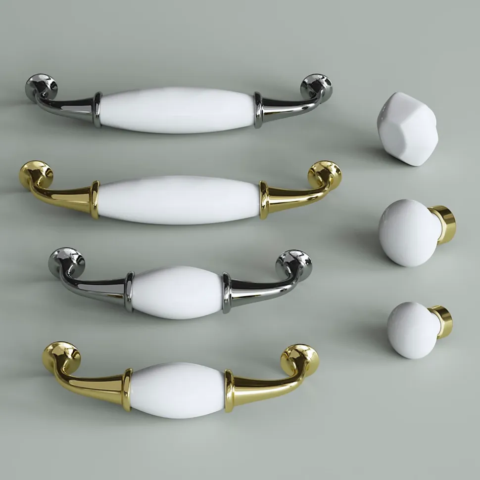 Bouton de meuble Porcelaine Vras GoodHome blanc l.4,5 cm x h. 4.5 cm
