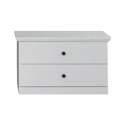 BRANDSTONE BAXTER - Meuble chambre. Commode 2 tiroirs mélaminé blanc. L - H - P : 81 /49 / 41 cm.