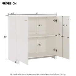 Buffet - Bahut Moderne avec 2 Portes et Tiroirs, Meuble de Rangement Vertical pour Salon, Cuisine ou entrée - Crème - 80x40x80 cm