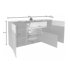 Buffet 195 cm 3 portes 3 tiroirs décor chêne clair et gris - MARBELLA