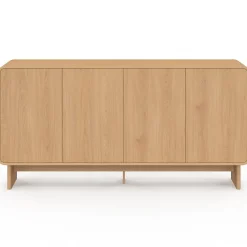 Buffet 160 cm CAPUCINE XXL 4 portes façon hêtre design arrondi