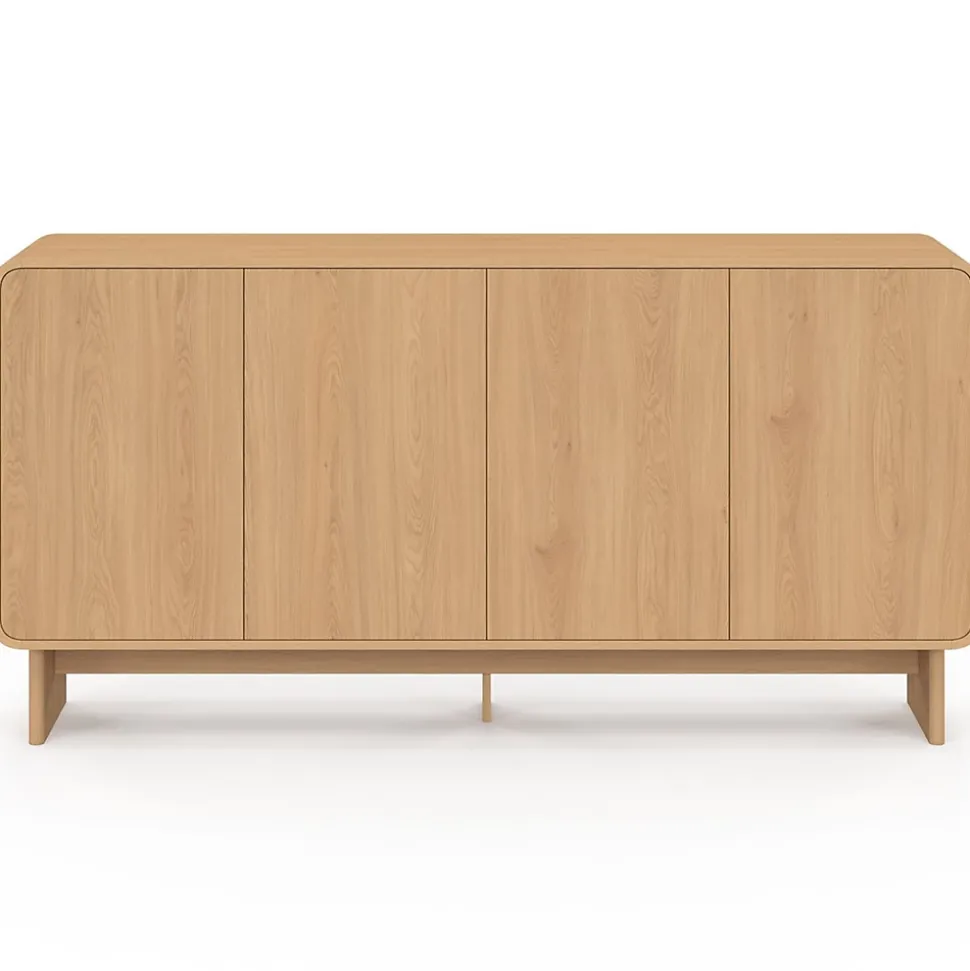 Buffet 160 cm CAPUCINE XXL 4 portes façon hêtre design arrondi