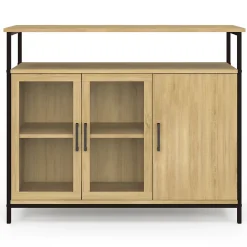 Buffet 100 cm DETROIT 2 portes vitrine avec placards design industriel