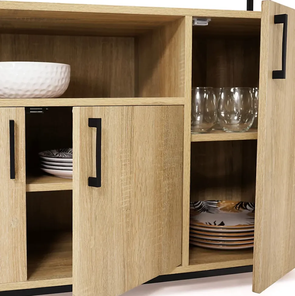 Buffet 140 cm DETROIT 4 portes avec niche design industriel